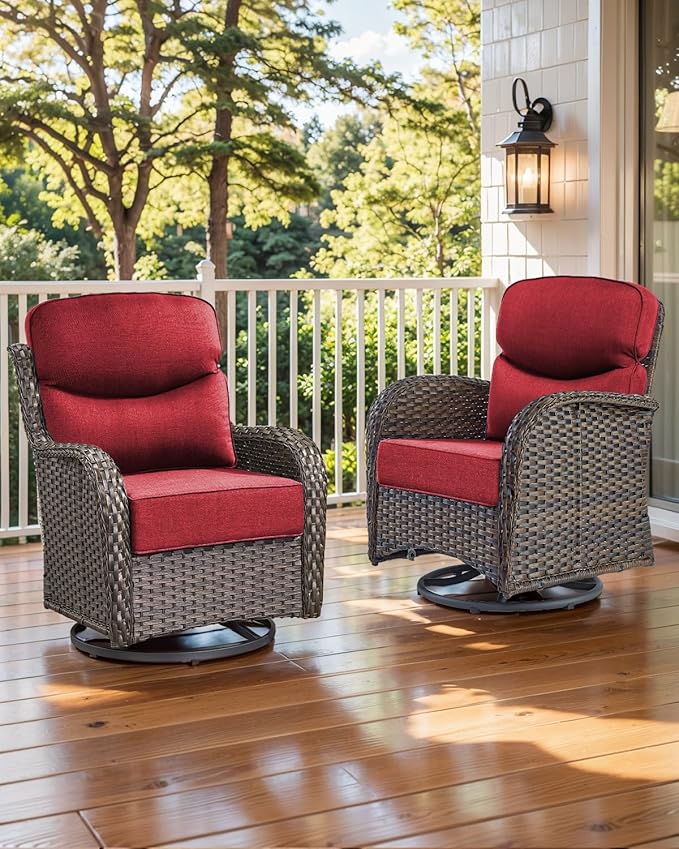 Luxury 22x24/22x25 6-Inch Smile Patio Dining Chair Cushions Set of 4 - Heavy Duty Water Slashproof Outdoor Seat Cushion for Outside Furniture Set Swivel Chairs Loveseat L-Shape Sofa - Red