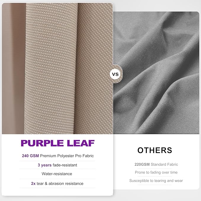 PURPLE LEAF 10' X 10' Swivel Outdoor Patio Aluminum Umbrella with Base Left-right Tilting Cantilever Offset Umbrella with UV Resistant Heavy Duty Fabric for Deck Pool Patio Backyard, Sand Dune