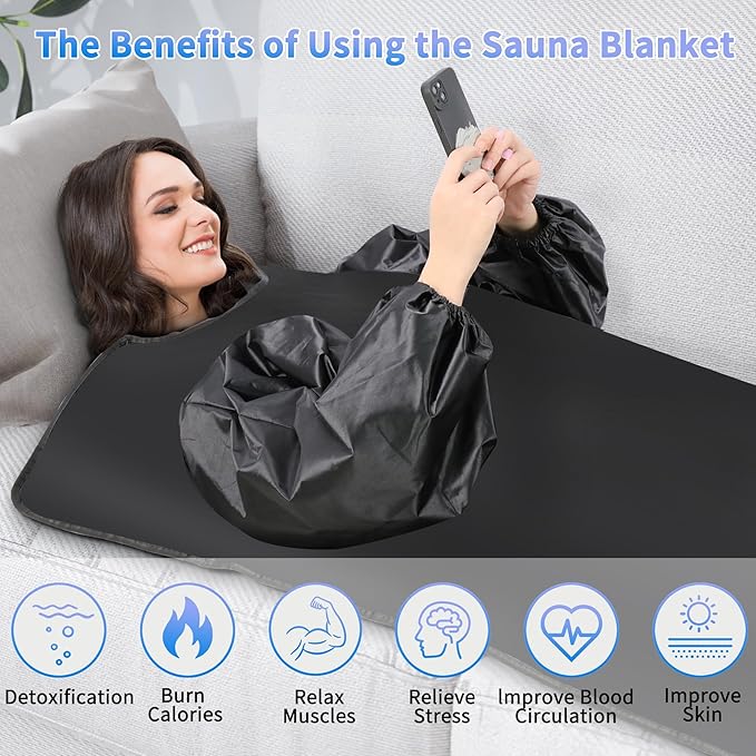 Sauna Blanket,Portable Infrared Sauna Blanket for Home,Detox Your Body and Mind Sauna Blanket,30-60 Minutes Timer, Durable Waterproof