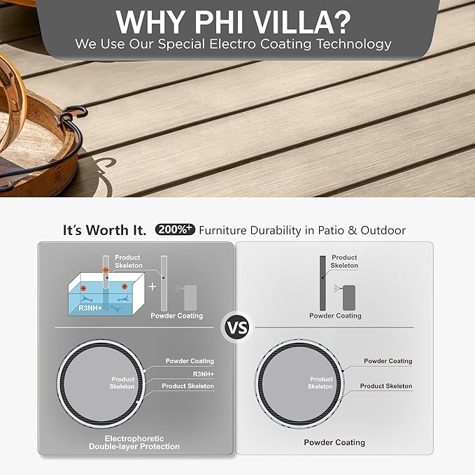 PHI VILLA 9-Piece Outdoor Dining Set, Retangualr Metal Table (60") with Umbrella Hole and 8 Stackable Dining Chairs – Perfect for Patio, Garden, Deck, Porch, and Yard, 9PCS Outdoor Dining Set Style 1