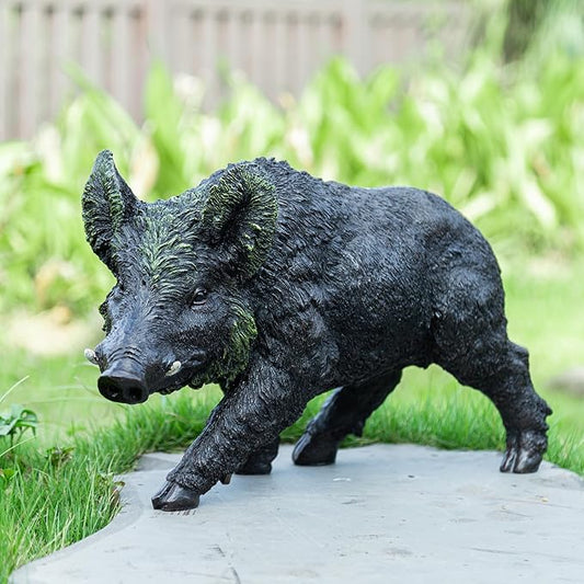 20.87 inch Wild Boar Statue Garden Decor. Durable Resin Outdoor Garden Sculpture and Yard Art Decoration. Suitable for Courtyard Lawns and Patios - Large Lifelike Animal Statue with Weather