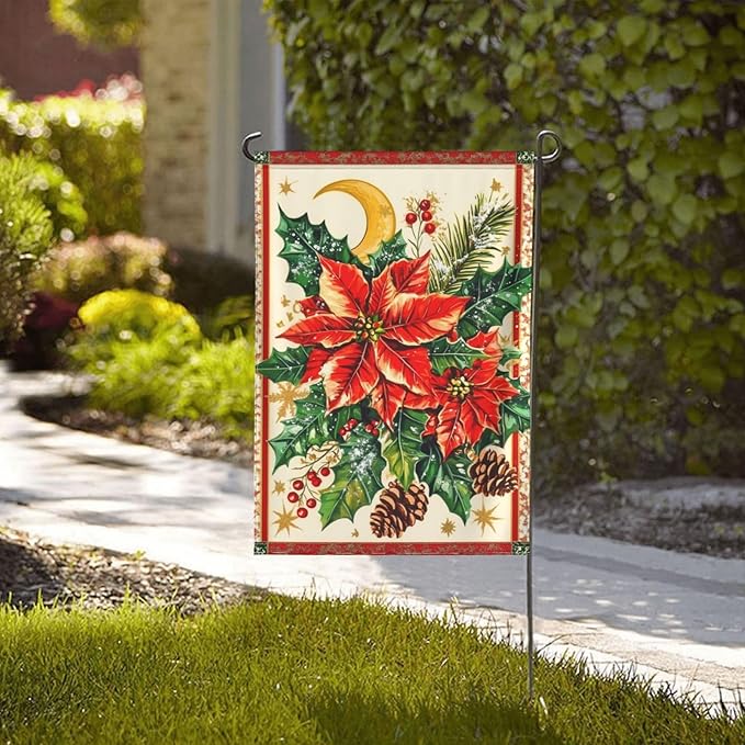 Christmas Garden Flag Vertical Double Sided Outdoor Yard Flags 12.5x18 Inch Burlap Banners for House Lawn