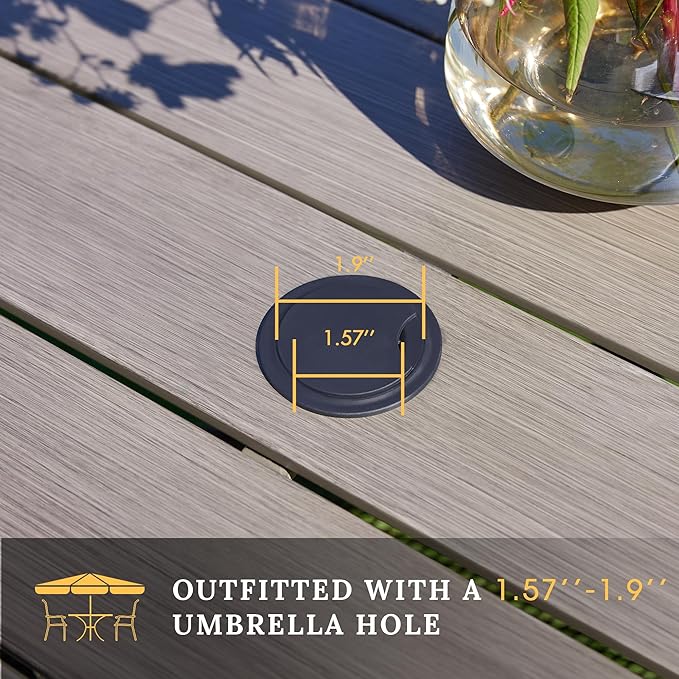 VICLLAX 5 Pieces Patio Dining Set, 4 Seats Outdoor Furniture Set Includes 40.2" Square Outdoor Dining Table and 4 Swivel Patio Chairs, Grey Wood Grain Tabletop and Grey Fabric