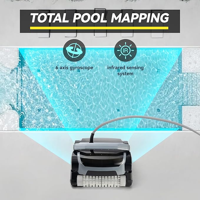 Fully Automatic Robot Swimming Pool Vacuum Cleaner, with Wall-Climbing Function, 360 Degree Kink Free Patented Technology, Swimming Pool Cleaning Robot, Large Filter Installed On The Top,56 Ft