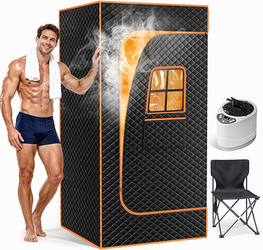 NAIZEA Sauna Box, Portable Steam Sauna, Portable Saunas for Home with 3L 1200W Steamer, Remote Control, Folding Chair, Full Body Saunas Tent for Relaxation,2.9'x2.9'x5.9'