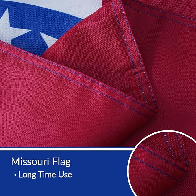 Bradford Missouri Flag 3x5 feet Outdoor, Double Sided 3 Layers Missouri Flags Heavy Duty, MO State of Missouri Flag Polyester with 2 Brass Grommets for Outsides House Decoration