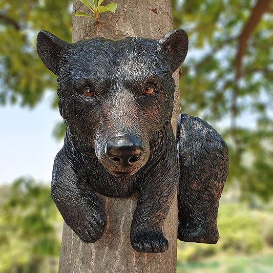 Ferocious Black Bear Trapped in a Tree Statue Tree Hugger Garden Peeker Figurine Yard Art Outdoor Decoration Sculpture