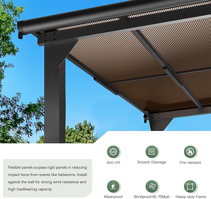 Gazebo, Wall Mounted Gazebos on Clearance, Outdoor Lean to Gazebo Awnings for Patio, Deck, Porch, Backyard (10 x 10)