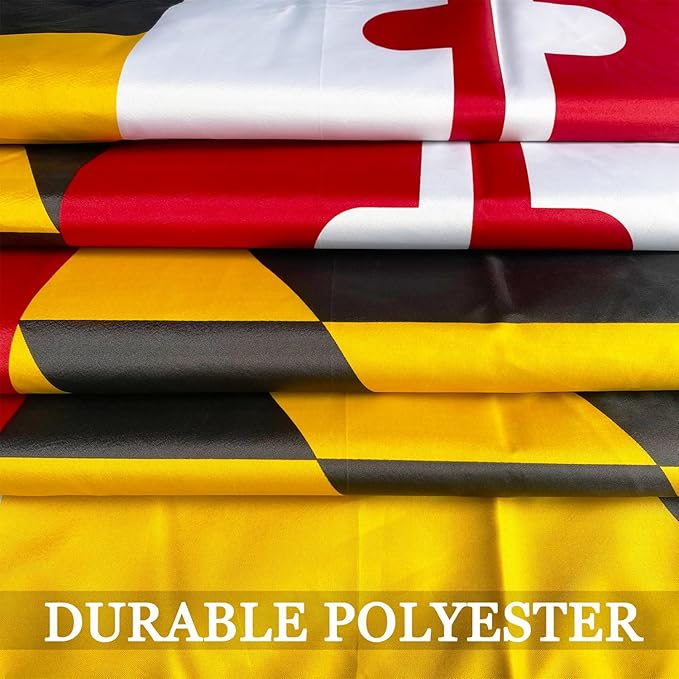 Big Maryland State Flag 3x5 Outdoor Double Sided- 3Ply 240D 4 Rows Stitched- MD State Flag- UV Fade Resistant With Canvas Header & 2 Brass Grommets