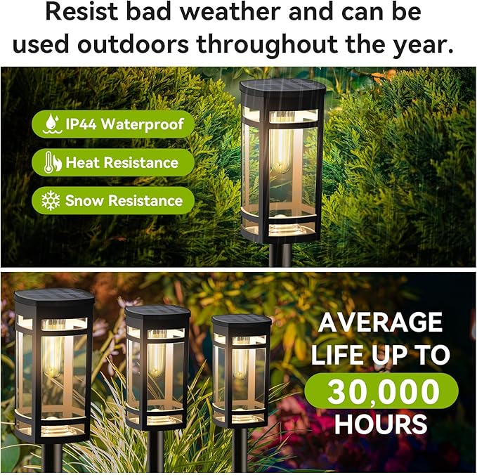 EXCMARK 16 Pack Solar Lights Outdoor Waterproof for Garden Pathway Walkway Driveway Yard Lawn Decorative Landscape Lighting. (Warm White Light, 16)