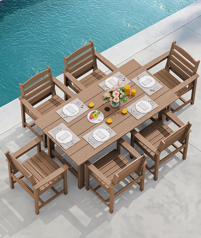 SERWALL Patio Dining Chair Set of 2, Brown