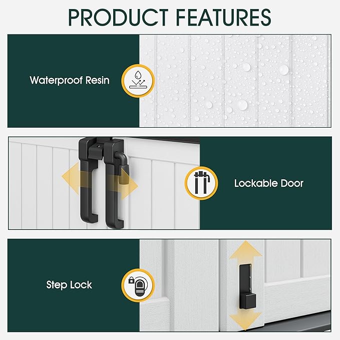 NUNU LAB Outdoor Storage Cabinet 36 Cu.Ft Garden Storage Shed Waterproof Lockable for Garden Hoses, Generator, and Lawn Mower