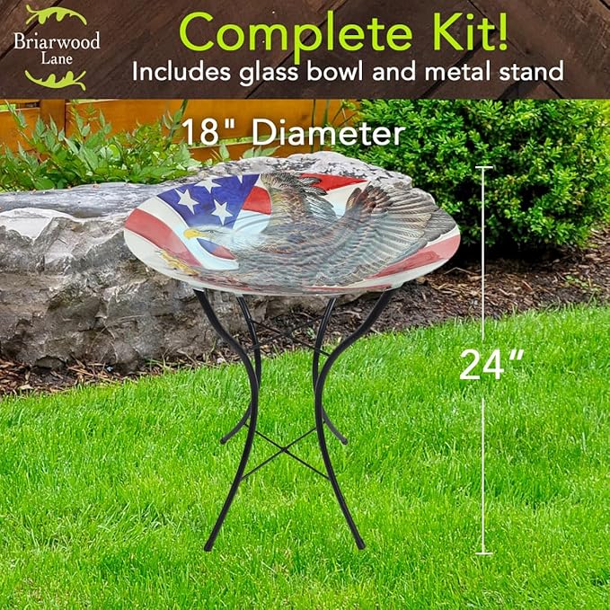 Briarwood Lane Freedom Eagle Glass Birdbath