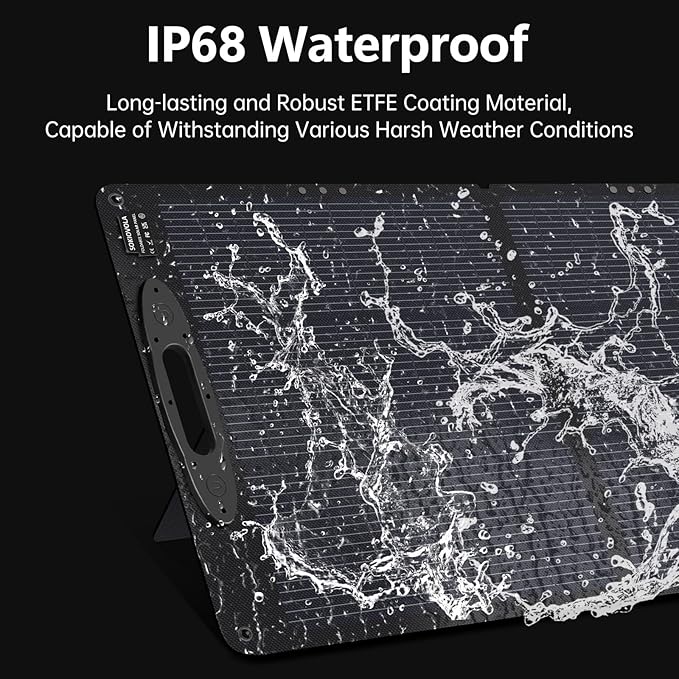 200W Portable Solar Panels,Foldable Solar Panel,IP68 Waterproof & Durable Up to 25% Efficiency N-Type Solar Cell ETFE Folding Solar Panel Kit,for Power Station Outdoor Camping RV Blackout