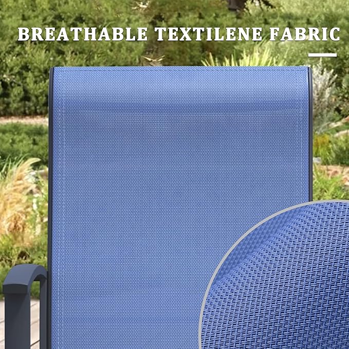 Patio Swivel Chairs Set of 4, Outdoor Swivel Chairs with Armrest, High Back Patio Chair with Metal Frame, All-Weather Outdoor Dining Chair for Deck, Porch and Lawn, Blue