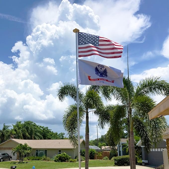 White US Army Flag 3x5 Outdoor Double Sided- 3Ply 240D 4 Rows Stitched- Military USA 1775 Army Flag UV Fade Resistant With Canvas Header & 2 Brass Grommets