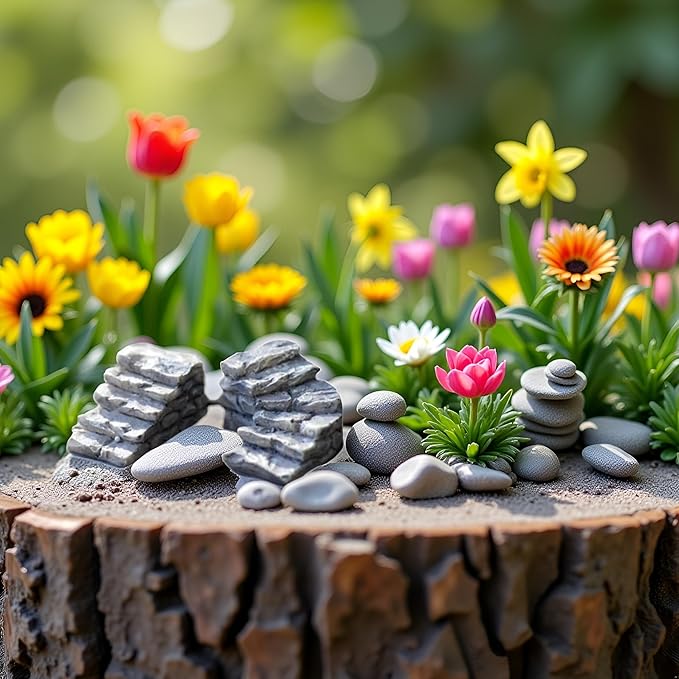 Miniature Garden Bridge Stairs,Resin Stone Steps Ornament,Landscaping Bonsai Craft Miniature Resin Stone Straight Bridge Steps Garden Fairy Ornament Flower Pot Plant Straight Stairs Outdoor Décor