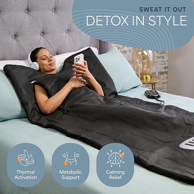 LifePro RejuvaWrap Far Infrared Sauna Blanket for Detox & Relaxation – Available in 5 Colors & 3 Models – Portable Sauna Blanket Infrared for Muscle Relief, Circulation & Recovery – 9 Heat Levels