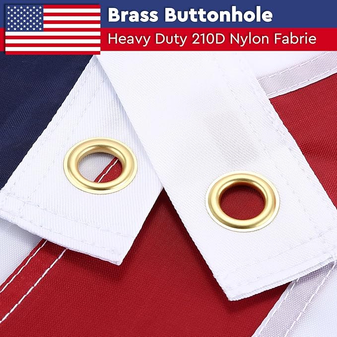 5x8 FT American Flags for Outdoor, Super Tough Spun Polyester & Long Lasting Nylon USA Flag Embroidered Stars, Sewn Stripes, Brass Grommets UV Protection Outdoor High Wind & All Weather USA Flag