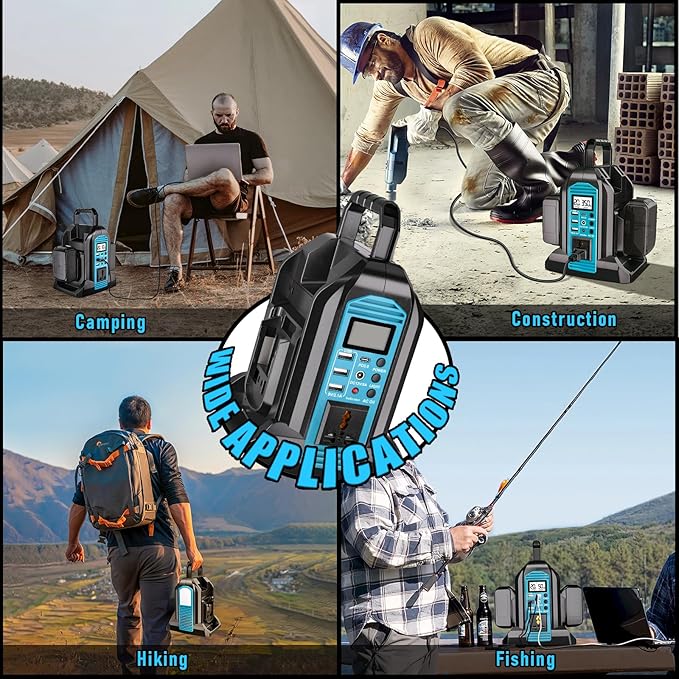 350W Power Inverter for Makita 18V Li-ion Battery, 20V to 110V Pure Sine Wave Inverter with LED Light, Power Station Car Adapter Compact&Lightweight for Cars, RVs, Camping, Outdoor Use(Tool Only)