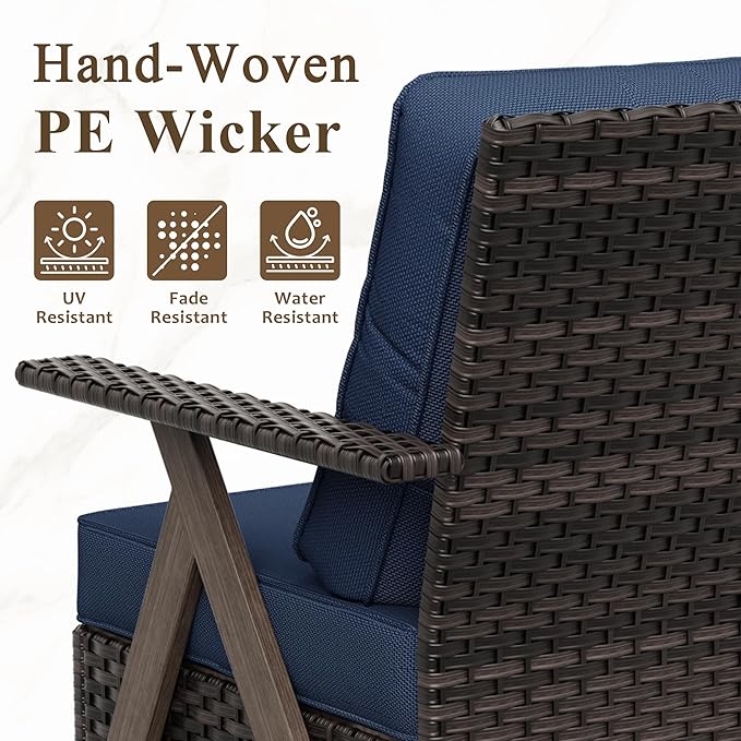 Outdoor Patio Wicker Chair Set of 2, Bistro Chair Set Patio Conversation Sets for Garden Lawn & Poolside