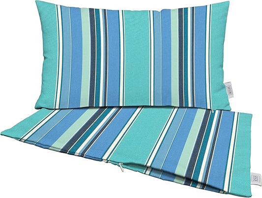 RSH DECOR: Sunbrella Pillow Covers Set of 2 | Covers Only - 20" x 12" | Outdoor Lumbar Pillow Covers Crafted with Sunbrella Performance Fabric | Dolce Oasis
