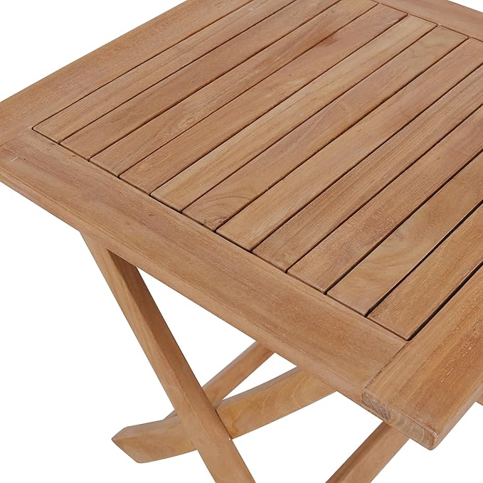 OTSUN Wooden Side Table, Teak Wood Small Table for Indoor & Outdoor Use, Compact Patio Side Tables or Outdoor End Tables for Garden, Deck, or Balcony