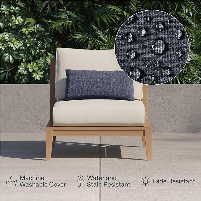 Outer Outdoor Throw Pillow with OuterWeave Performance Fabric, Decorative Outdoor Pillow for Patio & Outdoor Furniture, Includes Machine Washable Pillow Cover and Insert - Pailsades Cream, 20"x20"