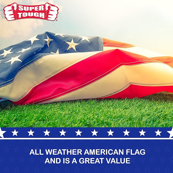 Super Tough 15ft x 25ft Nylon American Flag, Made in the USA, Embroidered Stars, Sewn Stripes