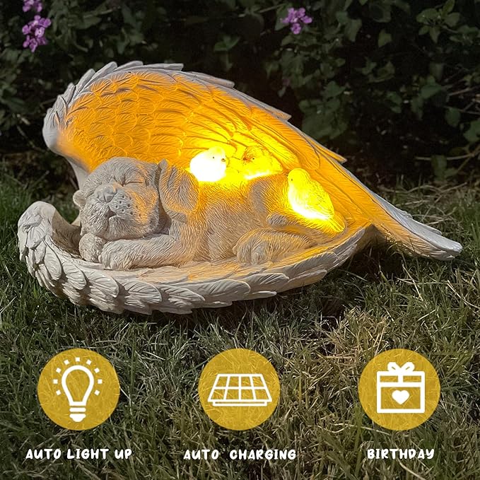 COWOS Dog Memorial Sculpture, Dog with Angel Wings Garden Statue, Pet Tribute for Indoor Decoration or Outdoor Backyard Garden, Home Decor for Pet Owners