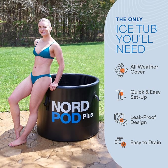 Lifepro NordPod Plus Portable Ice Bath Tub – Cold Plunge Recovery Tub for Athletes, Outdoor/Indoor Use – XL 80-Gallon Capacity with All-Weather Lid – Foldable Ice Pod for Cold Water Therapy