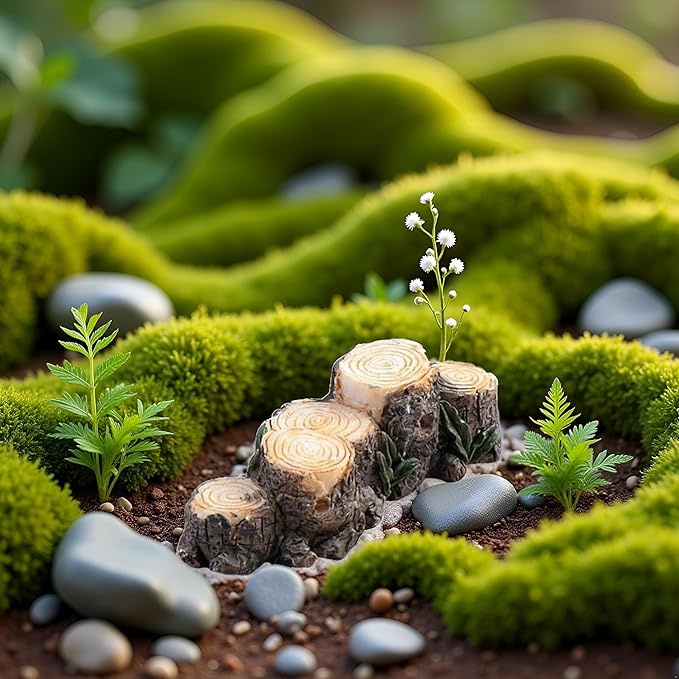 Miniature Resin Stump Micro Landscape Fairy Garden Ornament Mini Doll House Outdoor Landscape Decor Outdoor Statues Garden Sculptures Outdoor Décor Miniature Landscape