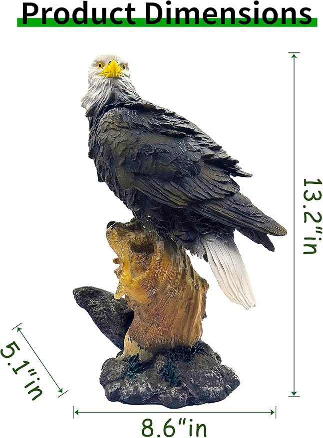 13.2" Real Eagle Outdoor Sculpture,Funny Bird Statue,Garden Beach Statue Decor,Resin Animal Seabird Ornaments,Coastal Beach Decor,Patio Decor for Outdoor Table Decorfor Garden,Lawn,Yard
