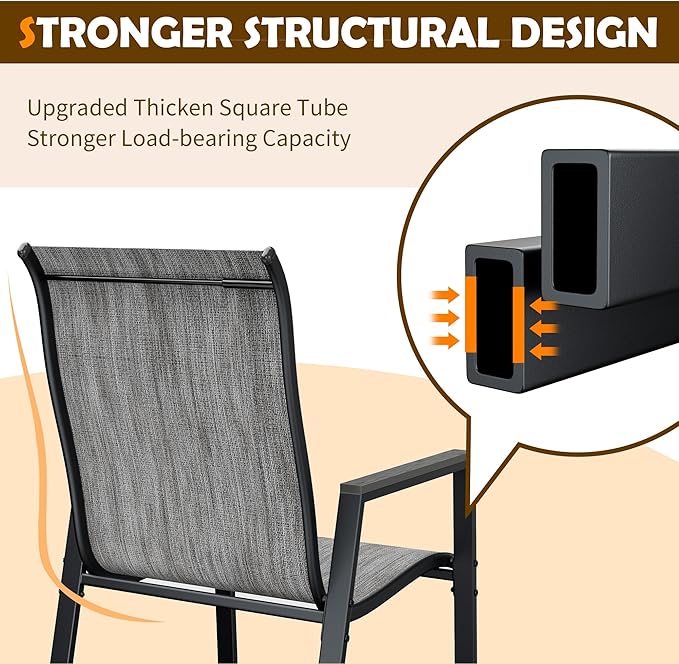 UDPATIO Patio Chairs Set of 4, Stackable Outdoor Dining Chairs with All Weather Breathable Textilene, High Back Metal Frame for Lawn Garden Backyard Deck, Brown