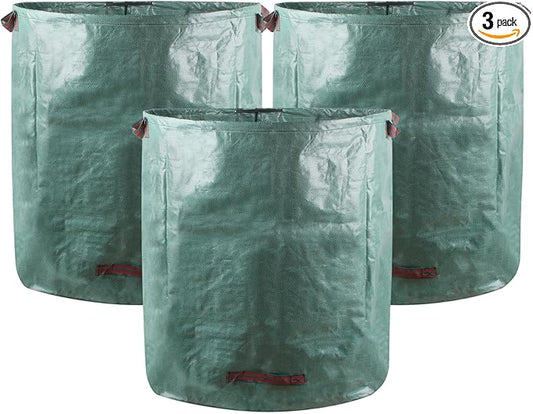 3-Pack 72 Gallons Heavy Duty Reusable Garden Bags with 2 Reinforced Handles & Gloves, Tear-Resistant Leaf Collection Bags for Yard Waste, Lawn Debris, Camping