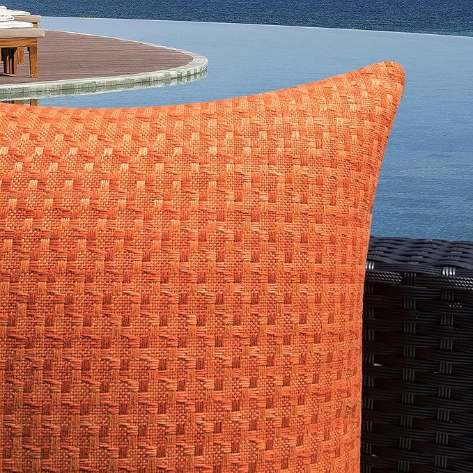 Kevin Textile Fall Outdoor Waterproof Throw Pillow Covers Pack of 2 Farmhouse Decorative Cushion Covers for Garden Patio Tent Balcony Bench Couch Sofa 16x16 Inch, Burnt Orange