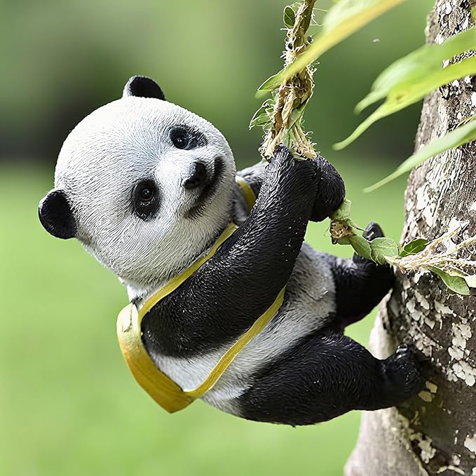 Outdoor Panda Resin Hanging - Rope Decor Statue, Animal Suspended Ornament, Ideal for Patio, Lawn & Courtyard Decoration, Housewarming Gift for Friends