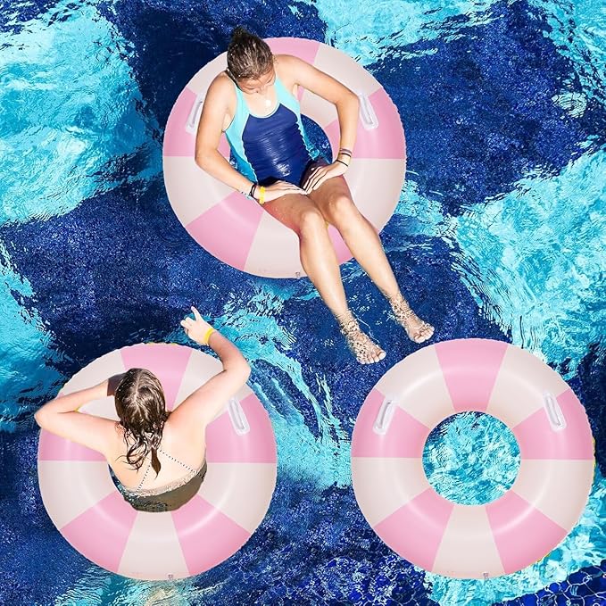 2PCS Large Swimming Pool Tubes Inflatable Pool Floats for Adult Swim Ring Floaties Inflatable Swimming Pool Raft Summer Beach Lounger Float Party Supplies