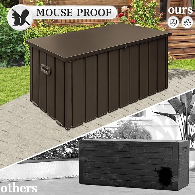 Domi 150-Gallon Outdoor Storage Box – Waterproof, Lockable Storage Cabinet for Patio Furniture, Garden Tools & Pool Supplies – Large Metal Storage for Cushions, Toys & More