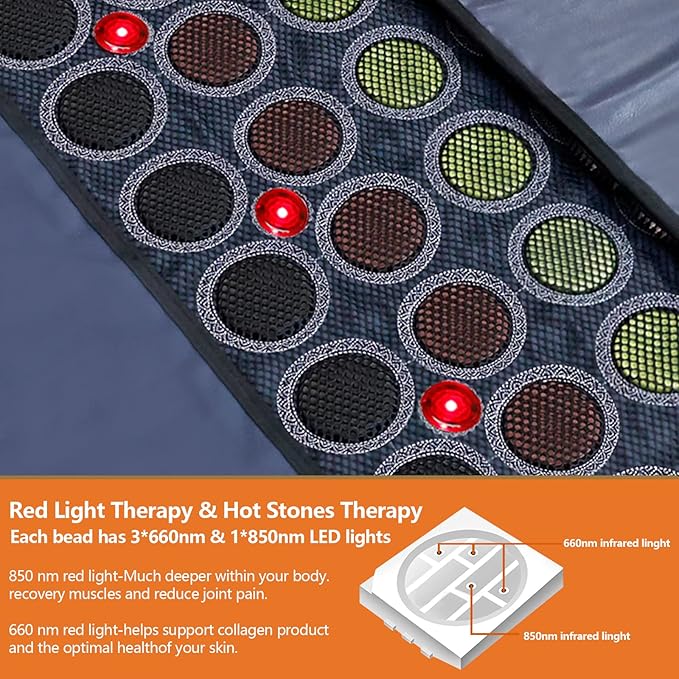 UTK 5X Deeper Infrared Sauna Blanket, Sauna Blanket for Detox & Relaxation with Red Light Therapy, Natural Jade & Tourmaline Stone, 660nm Photon, Portable Sauna for Muscle Pain Relief Home Women Men