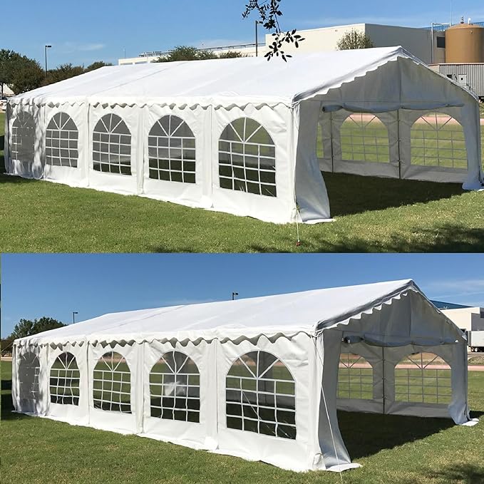 DELTA 32'x16' Budget PE Party Tent - B Model,+ (2) Long Storage Bags Tents for Parties Outdoor Large Commercial Canopy Wedding Event Tents with Removable Sidewalls for Patio Outdoor Events