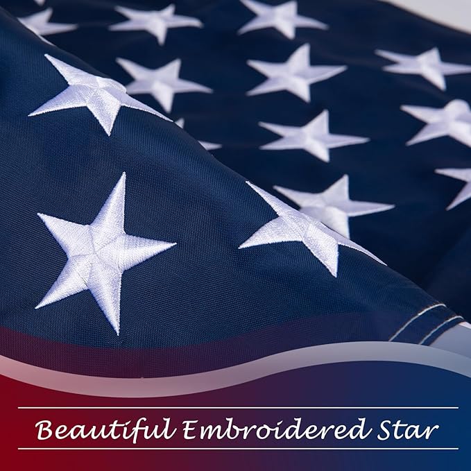 4x6 American Flag for Outside, Heavy Duty Outdoor, All Weather, Embroidered Stars with Brass Grommetss (USA Flag 4X6 FT)