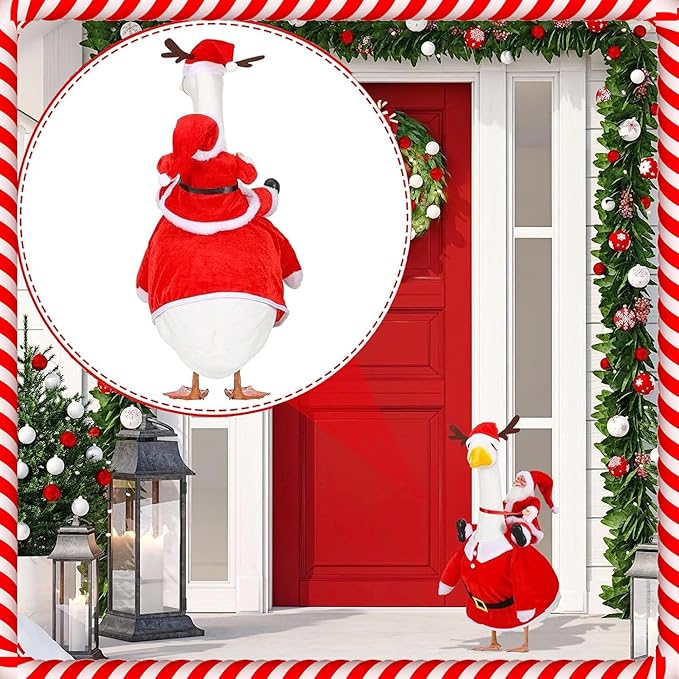 Porch Goose Christmas Outfits Clothes for 23 Inch Porch Goose Costume for Yard Lawn Outdoor Garden Patio Statue
