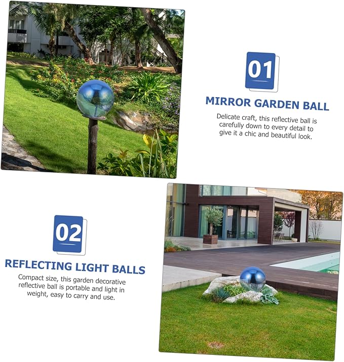 STOBAZA Polished Stainless Steel Gazing Ball Reflective Hanging Garden Ornament for Outdoor Indoor Decor Decorative Metal Mirror Ball Decor 12 Inches