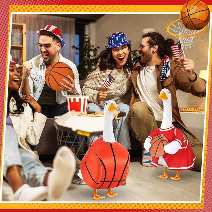 Abbylike 2 Set Basketball Goose Outfit Basketball Costume Lawn Porch Game Day Clothes for 23" Goose Outdoor Patio Yard Lawn Art Celebrations Decor