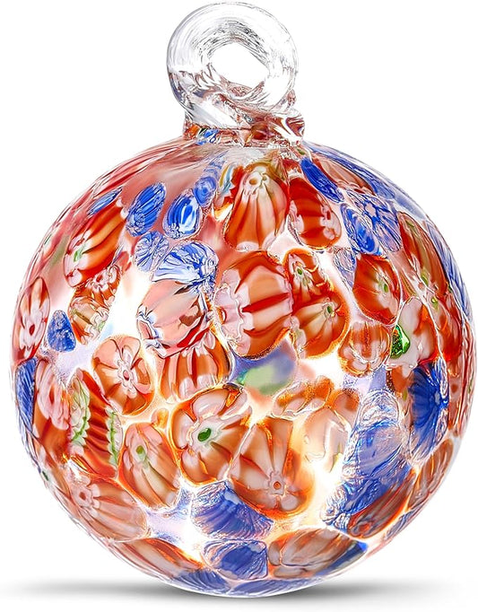 EUSTUMA Hand Blown Glass Witch Ball,Glass Ornament Hanging Garden Gazing Ball Indoor Outdoor Home Décor. (2)
