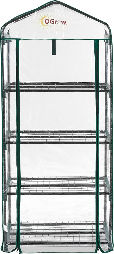 Ogrow® Mini Portable Greenhouse, with Cover and 4 Tier Shelves