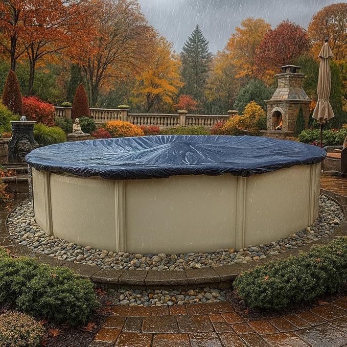18’ ft. Round Pool Winter Cover for Above Ground Pools - 8-Year Warranty, Cold and UV Resistant, Weatherproof and Durable, Winch & Cable Included
