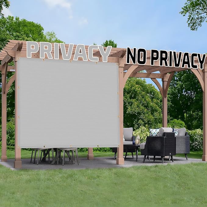 SUNNY GUARD Shade Cloth Custom Size 19x22 FT Sun Shade Screen Fabric Shade Cover Tarp with Grommets for Pergola Backyard Garden, Light Grey(We Customized)