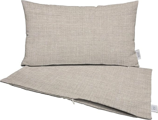 RSH DECOR: Sunbrella Pillow Covers Set of 2 | Covers Only - 26" x 16" | Outdoor Lumbar Pillow Covers Crafted with Sunbrella Performance Fabric | Cast Silver